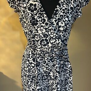 Ann Taylor Black and White Floral Wrap Shorts